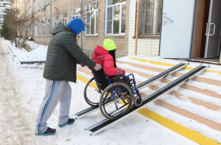 Вход в учебный корпус. Пандус телескопический. Площадка перед входом Вход в учебный корпус. Пандус телескопический. Площадка перед входом